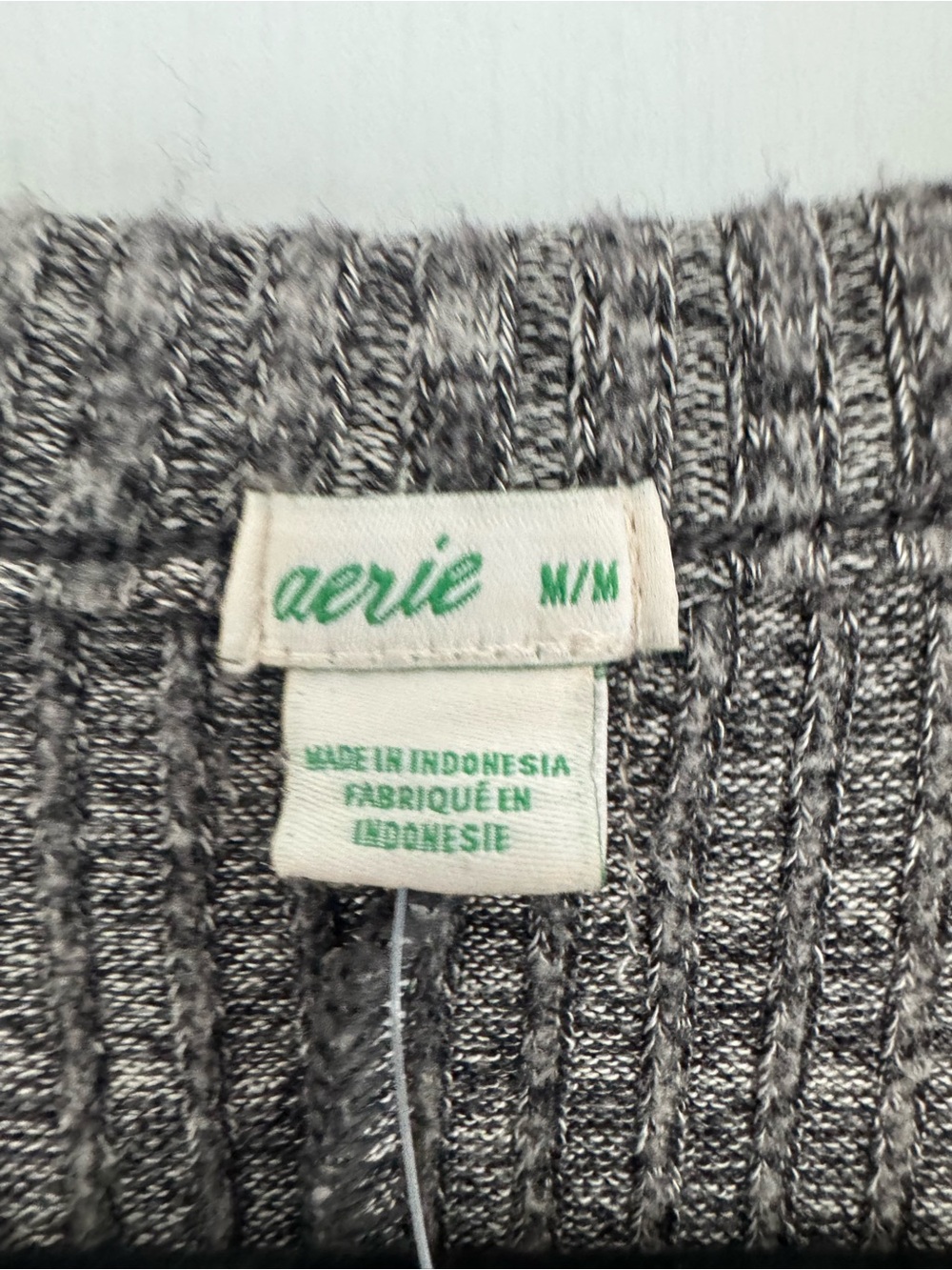 NWT Aerie gray, long-sleeve knit shorts romper w/ V-neck & button-front closure - Picture 2 of 9